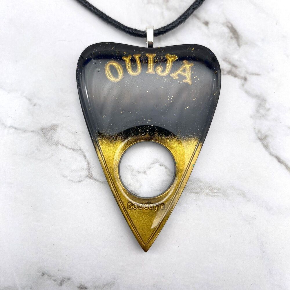 Black Chrome Dipped Ouija Planchette Necklace